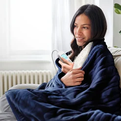Cosi Home Plaid Chauffant Électrique En Polaire & Sherpa - Bleu Marine