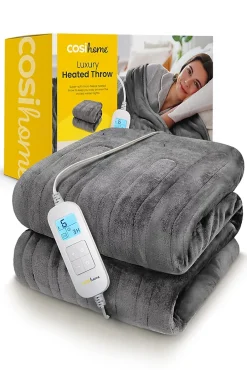 Cosi Home Plaid Chauffant Électrique En Polaire - Gris Clearance