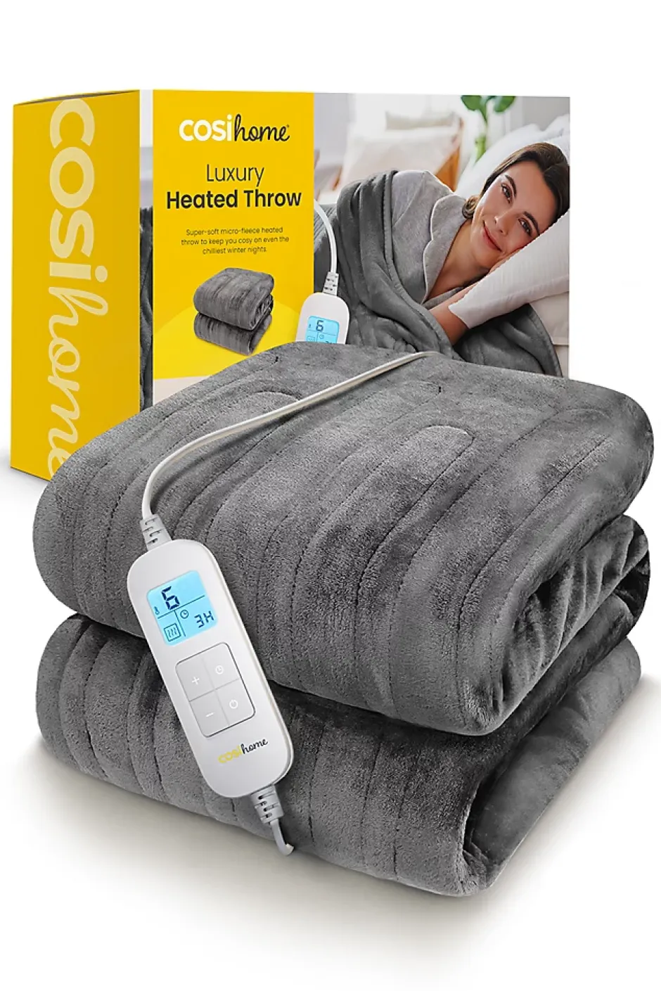 Cosi Home Plaid Chauffant Électrique En Polaire - Gris Clearance