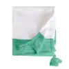 Sacasa Plaid coton vert et blanc avec pompons 180x220cm SLAVIA - Hot