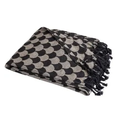 Sacasa Plaid en coton Noir et gris avec franges DROPALL -