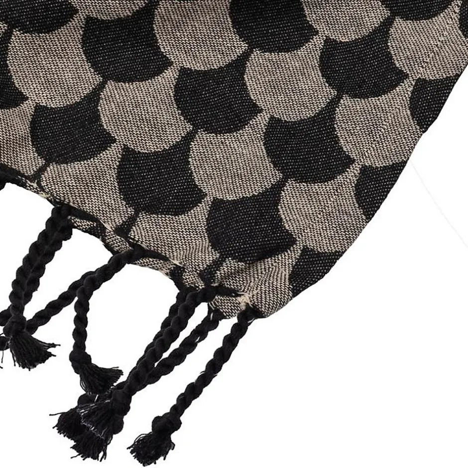 Sacasa Plaid en coton Noir et gris avec franges DROPALL -
