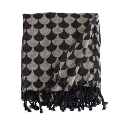 Sacasa Plaid en coton Noir et gris avec franges DROPALL -