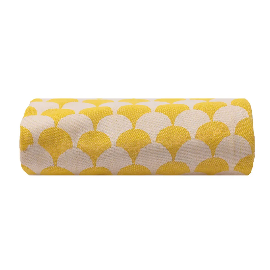 Sacasa Plaid jaune et blanc avec franges 130x170cm DROP -