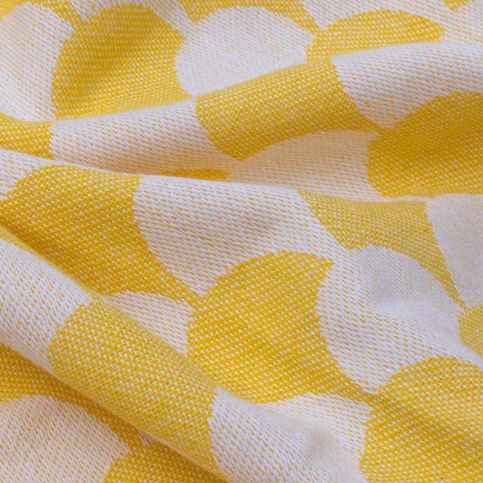 Sacasa Plaid jaune et blanc avec franges 130x170cm DROP -
