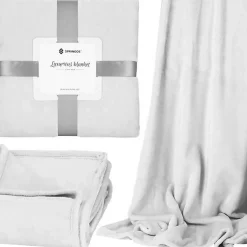 Springos Plaid douillette et douce, couverture épaisse 200 x 220 cm - gris clair New