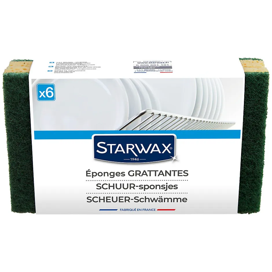Starwax Éponge grattante pour les surfaces peu fragiles, vendue par 6 pièces