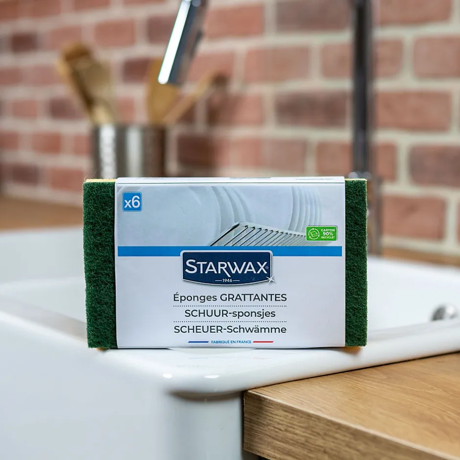 Starwax Éponge grattante pour les surfaces peu fragiles, vendue par 6 pièces