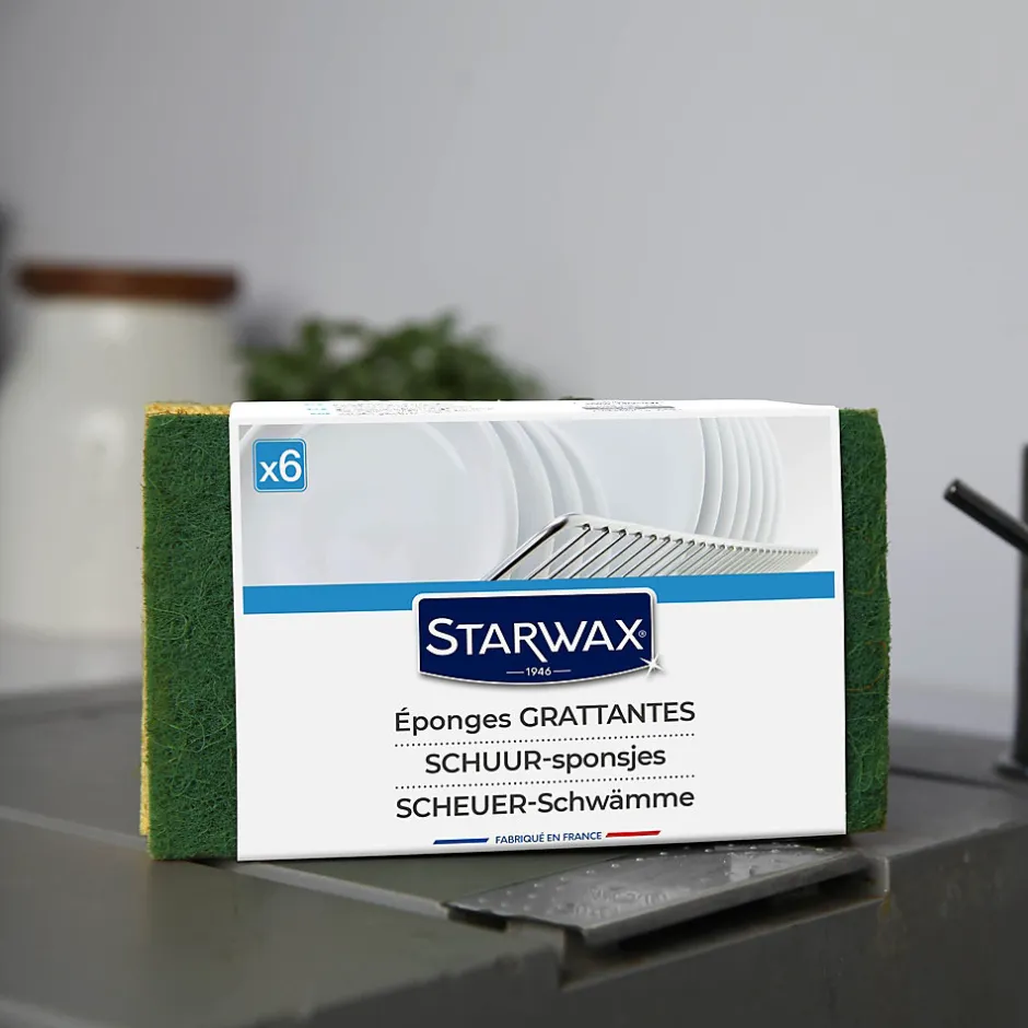 Starwax Éponge grattante pour les surfaces peu fragiles, vendue par 6 pièces