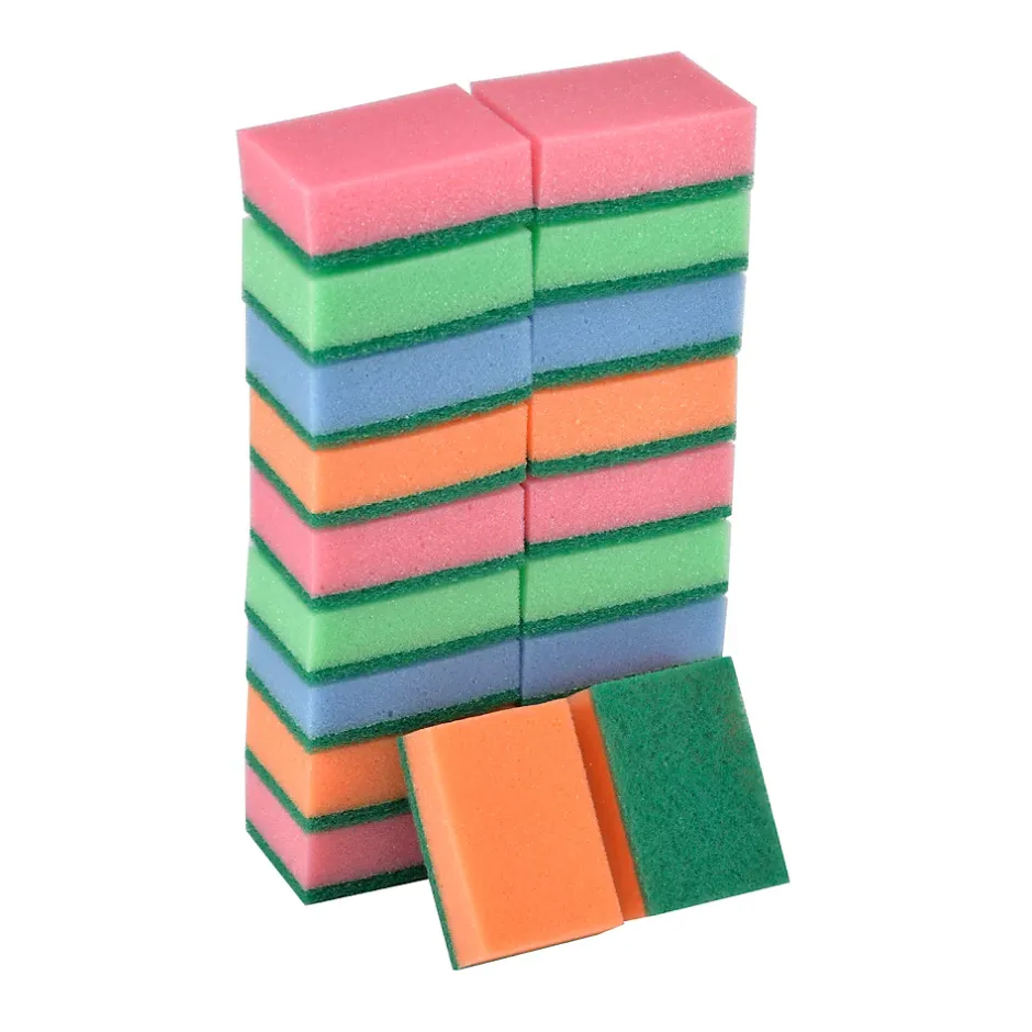 Éponge synthétique à récurer multi-usages L.13 x l.8,4 x ep.2,4 cm multicouleur vendue par 20 pièces New