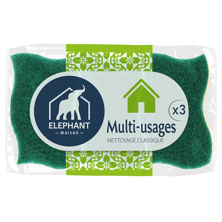 Elephant Éponges grattantes multi-usages x3