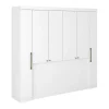 Vente-unique Pont de lit - 6 portes - Avec armoires et rangements - L216,5 cm - Blanc - ANTERO