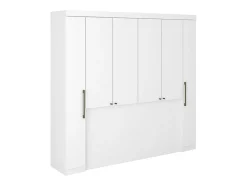 Vente-unique Pont de lit - 6 portes - Avec armoires et rangements - L216,5 cm - Blanc - ANTERO