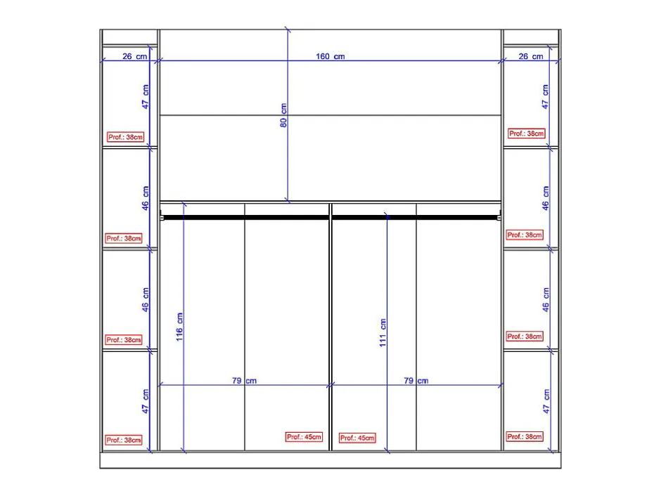 Vente-unique Pont de lit - 6 portes - Avec armoires et rangements - L216,5 cm - Blanc - ANTERO