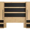 Vente-unique Pont de lit avec rangements et LEDs - L269 cm - Coloris : Naturel et noir - VARLY Sale