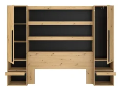 Vente-unique Pont de lit avec rangements et LEDs - L269 cm - Coloris : Naturel et noir - VARLY Sale