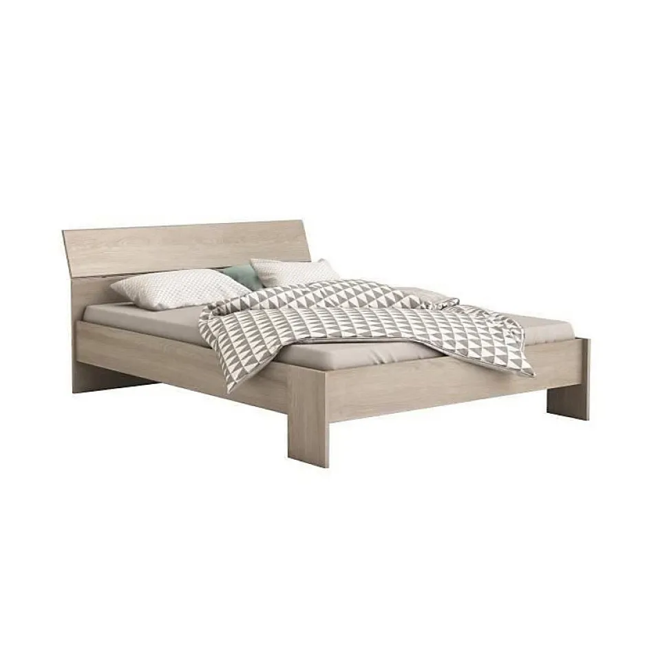 Demeyere PRICY Lit 140x190/200cm - Decor Chene shannon - L 145 x P 205 x H 79 cm