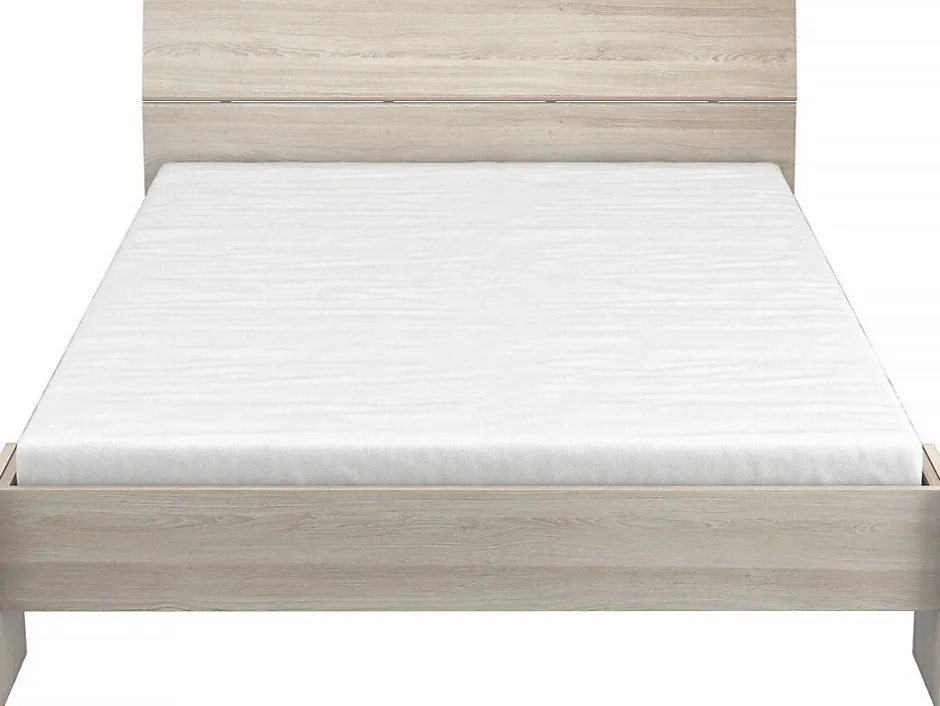 Demeyere PRICY Lit 140x190/200cm - Decor Chene shannon - L 145 x P 205 x H 79 cm