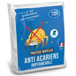 Sweetnight Protège matelas - Alèse Imperméable et Anti Acariens - Bouclette Éponge Coton - Silencieux et Respirant