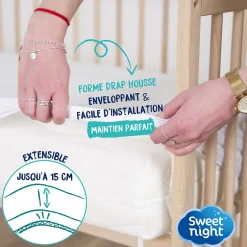 Sweetnight Protège matelas Bébé - Alèse Imperméable et Micro Respirante - Souple et Silencieux - Lavable à 90 degrés