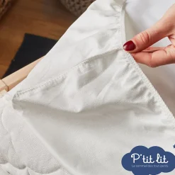 P’Tit Lit Protège Matelas Bébé 2 en 1 - Alèse + Drap Housse - 100% Coton - Imperméable et Respirant - Oeko Tex - Blanc