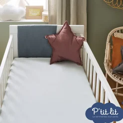 P’Tit Lit Protège Matelas Bébé 2 en 1 - Alèse + Drap Housse - 100% Coton - Imperméable et Respirant - Silencieux - Oeko Tex - Blanc Sale
