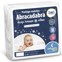Babysom Protège Matelas Bébé 2 en 1 - Drap housse + Alèse Imperméable - Jersey 100% Coton - Souple et Silencieux