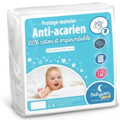 Babysom Protège Matelas Bébé Anti-acarien - Alèse imperméable Souple et Silencieuse - Bouclette 100% Coton : Doux et Absorbant - Oeko-Tex Outlet