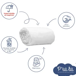 P’Tit Lit Protège Matelas Bébé Bamboo - Alèse Imperméable - Viscose Douce - Silencieux - Sans traitement chimique - Oeko Tex