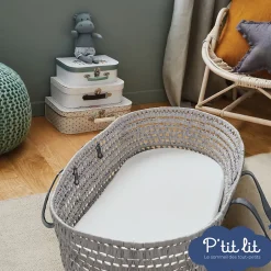 P’Tit Lit Protège Matelas Bébé Couffin - Landeau - Nacelle - Alèse Anti Acariens et Imperméable - Bouclette 100% coton Sale
