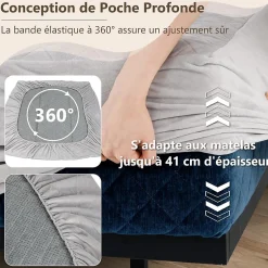 Giantex Protège Matelas Housse de Lit Douce en Polyester Cristal Poche Profonde Dessous Antidérapant 90 X 200 CM Gris