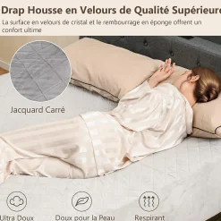 Giantex Protège Matelas Housse de Lit Douce en Polyester Cristal Poche Profonde Dessous Antidérapant 180 X 200 CM Gris