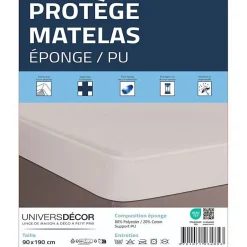Coton Pur Protège matelas imperméable, absorbant et anti-acariens 90 x 190 cm Hot