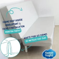 Sweetnight Protège matelas pour Clic Clac - Alèse Imperméable - Souple et Silencieux - Lavable à 90 degrés Clearance