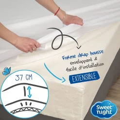 Sweetnight Protège Matelas 180x200 - Molleton 100% Coton - Senteur Linge Propre - Forme Drap Housse Extensible Hot