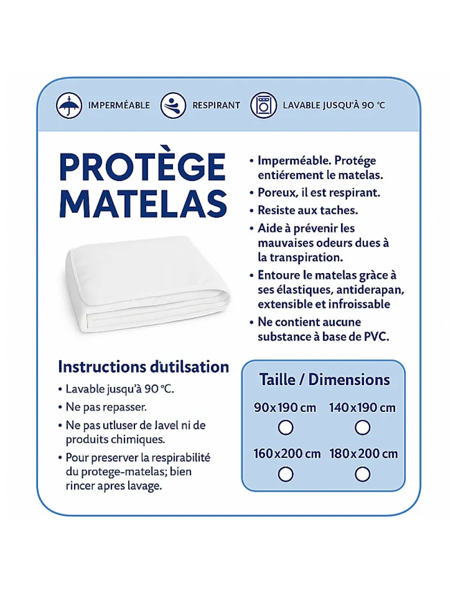 By Sommiflex. Protège Matelas 90x190 Imperméable Lavable, Respirant et Silencieux Convient à