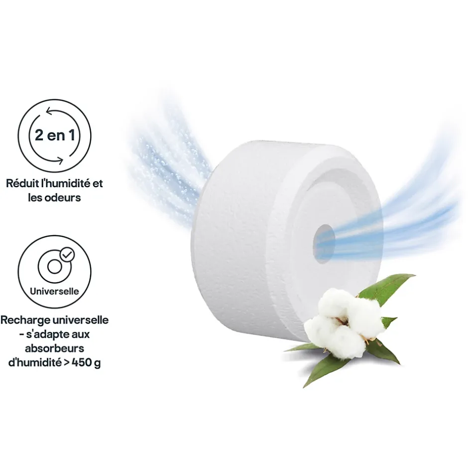 GoodHome Recharge pour absorbeur d'humidité 2 galets coton 20m² 450g Discount