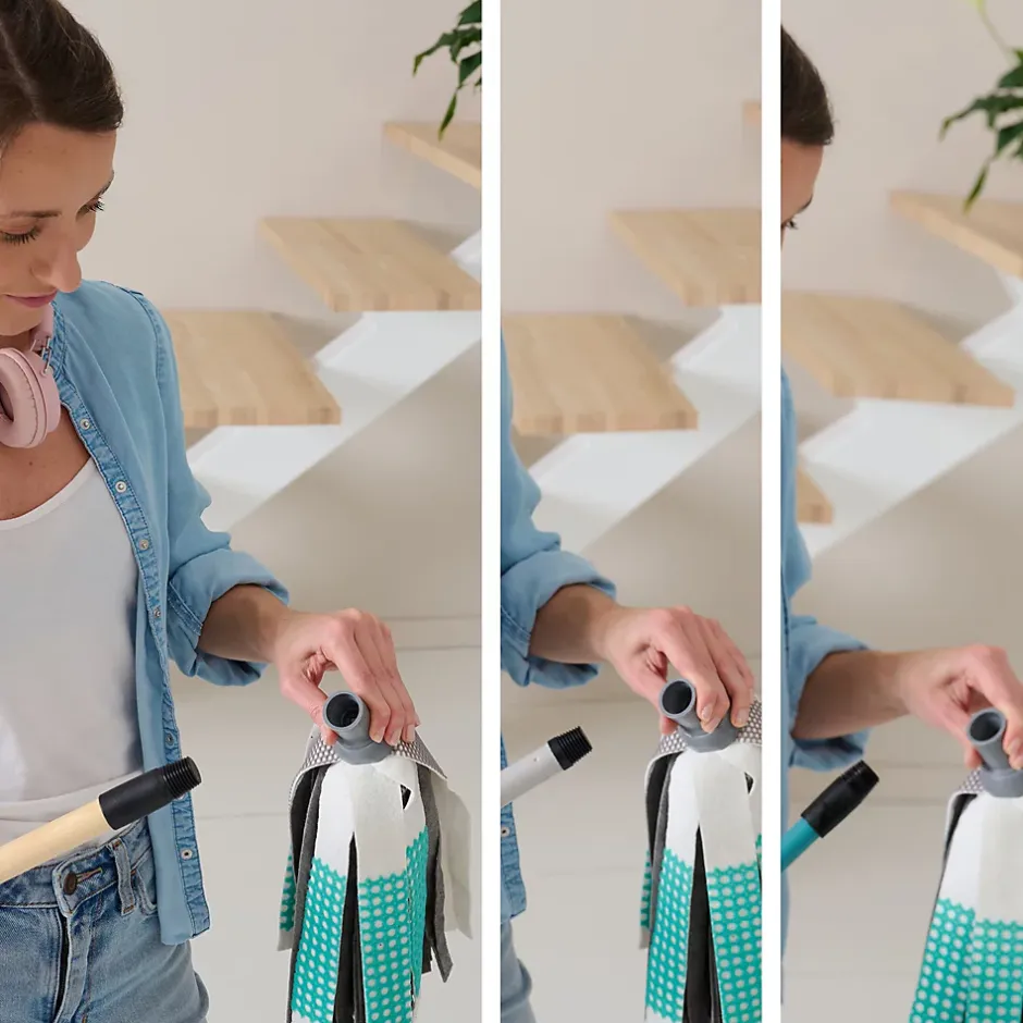 GoodHome Recharge pour balai-serpillère à franges microfibre et plastique blanc et bleu l.8 cm Clearance