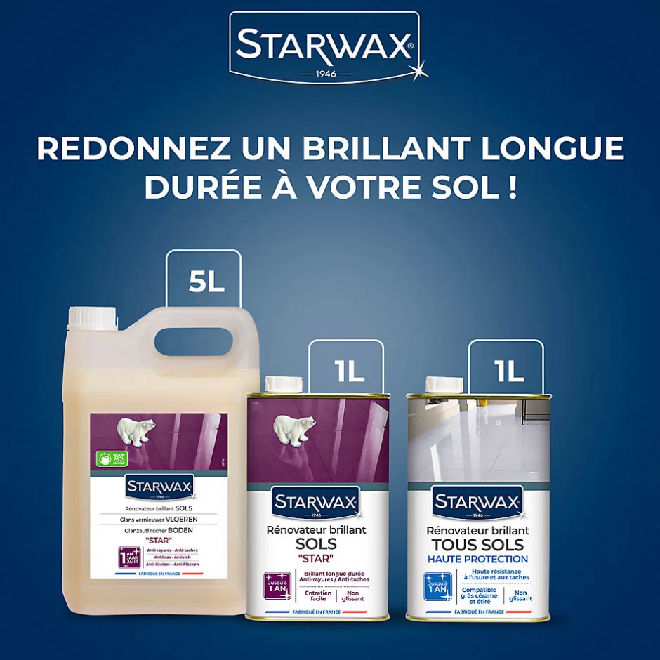 Starwax Rénovateur brillant Star longue durée tous sols intérieurs 1L