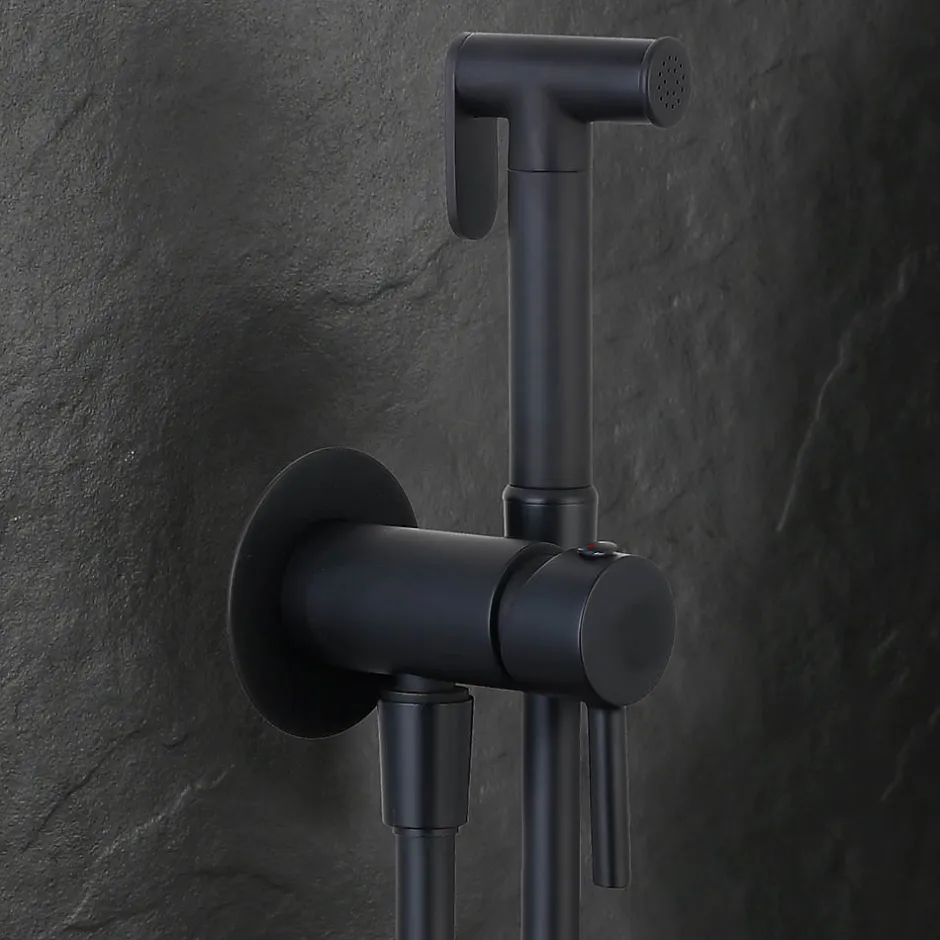 Kibath Robinet WC HYGIÈNE INTIME 2 eaux NOIR mat en laiton Hot