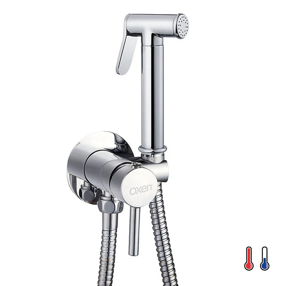Kibath Robinet WC HYGIÈNE INTIME 2 eaux Chrome brillant en laiton