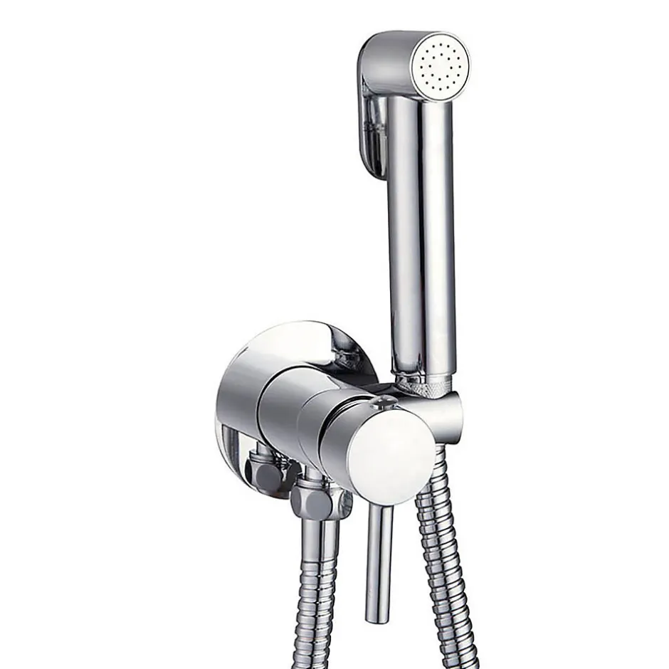 Kibath Robinet WC HYGIÈNE INTIME 2 eaux Chrome brillant en laiton