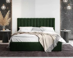 Best Mobilier Rosario - lit coffre - 140x200 - sommier inclus - en velours - New