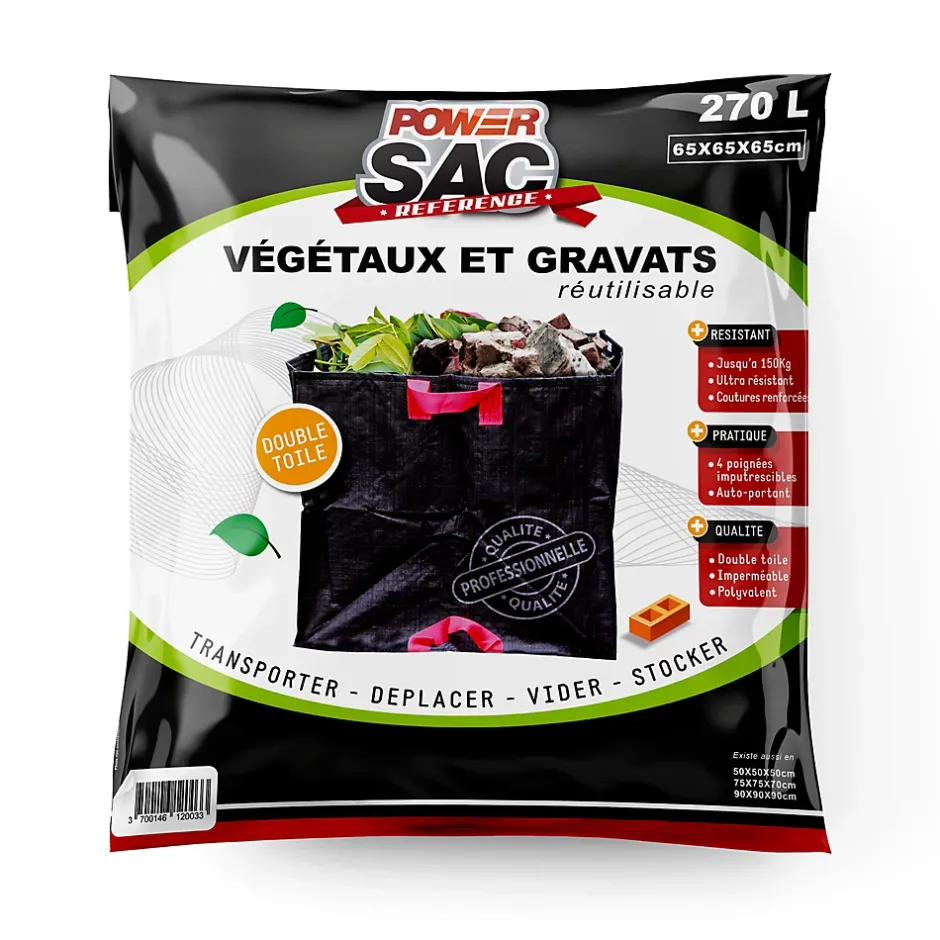 Sac à végétaux noir 270L 65x65x65 cm New