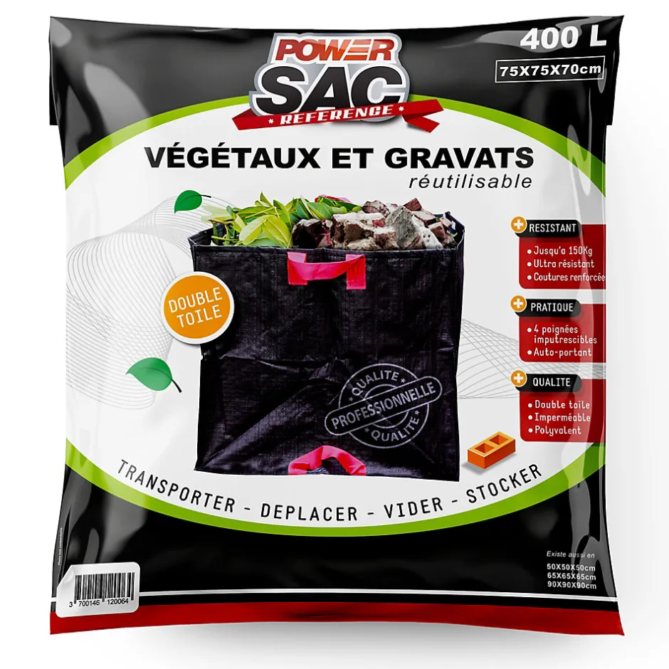 Sac à végétaux Pro noir 400L 75x75x70 cm