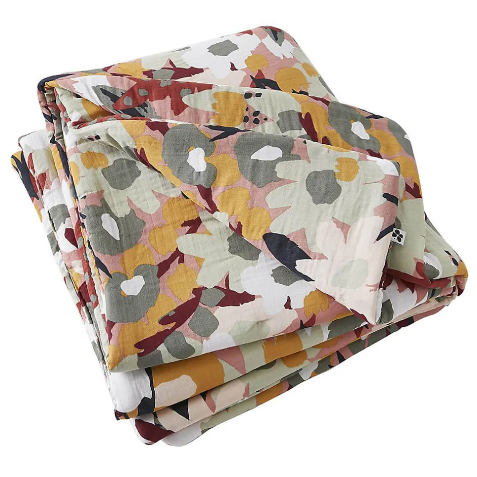 Altobuy SARAH - Chemin de Lit 90x200cm Gaze de Coton Imprimé Rose Imprimé Floral
