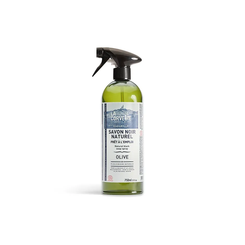 La Corvette Savon noir Savonnerie du midi liquide à l’huile d’olive en spray 750ml