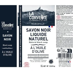 La Corvette Savon noir Savonnerie du midi liquide à l’huile d’olive 1L