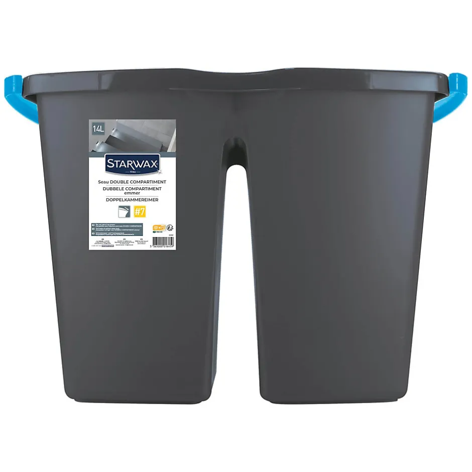 Starwax Seau double compartiment gris 14L