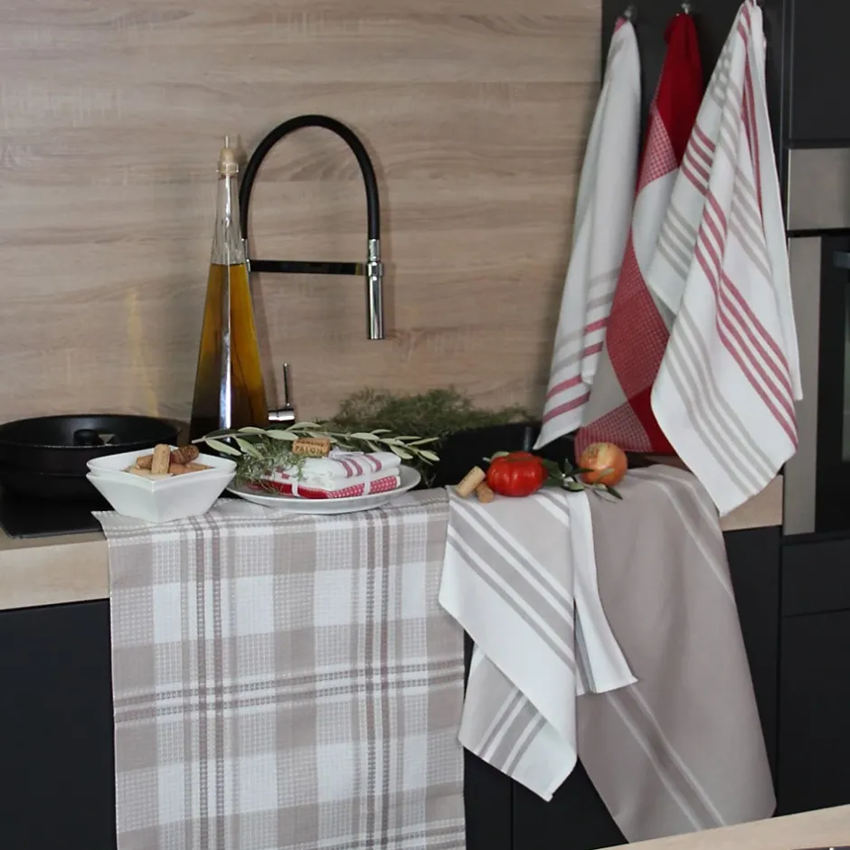 Sud Etoff Set de 3 torchons cuisine coton 50x70 cm (50x70 cm - Beige) Discount
